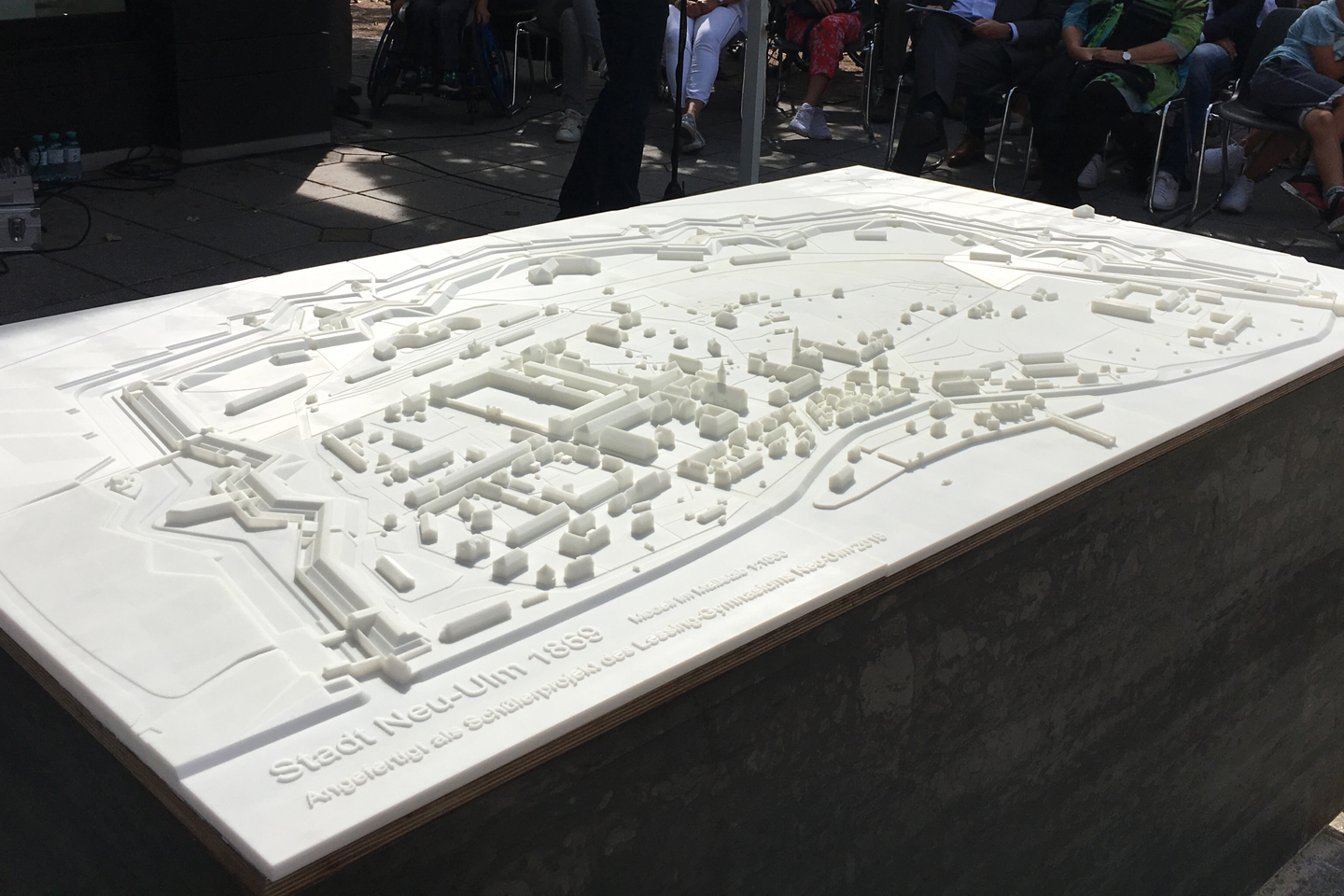 Foto vom Stadtmodell, einem 3D-Modell der Stadt Neu-Ulm im Jahre 1869