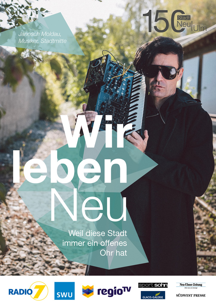 Kampagnenplakat mit Janosch Moldau, Musiker