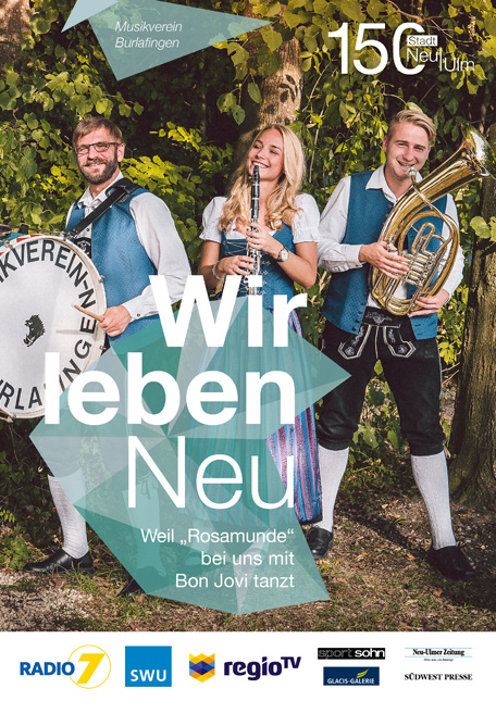 Kampagnenplakat mit dem Musikverein Burlafingen