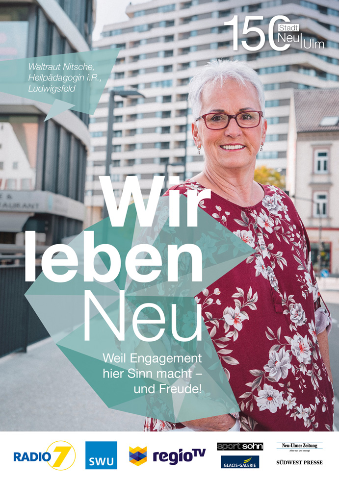 Kampagnenplakat mit Waltraut Nitsche, Heilpädagogin i.R.