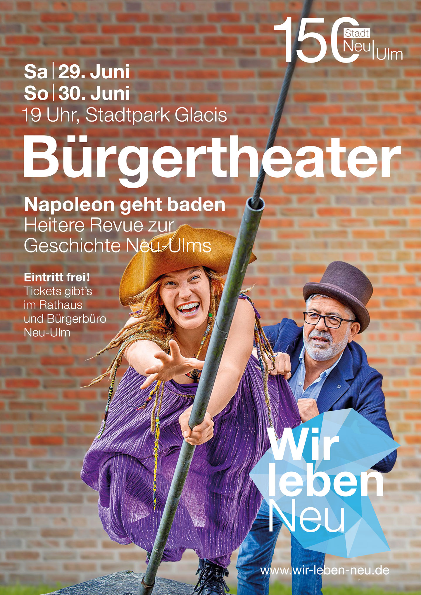 Plakat "Bürgertheater Napoleon geht baden"